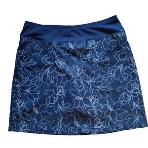 Cypress Club Women's Skort Blue/White Floral Skirt Shorts Sporty Athleisure Sz M